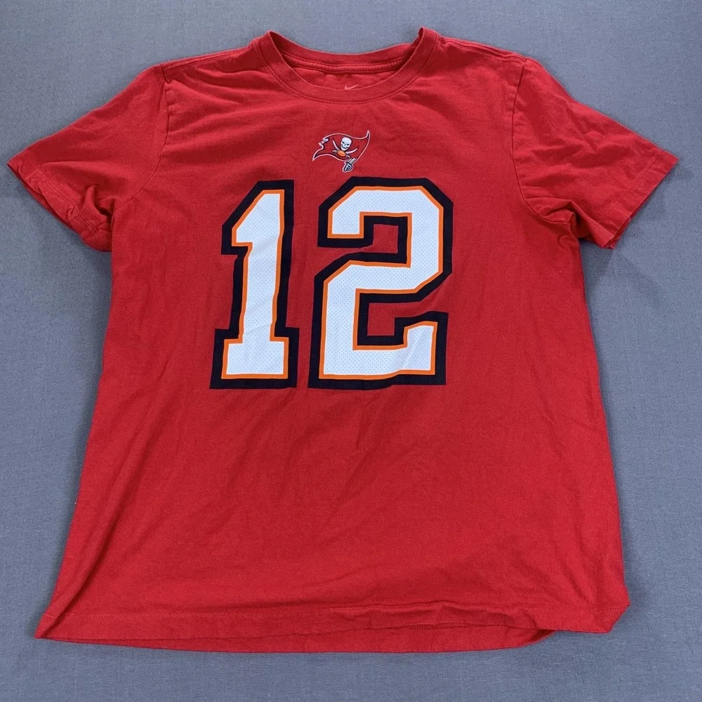Tampa Bay Buccaneers Shirt Mens Large Red NFL Football Nike‎ Brady 12 Jersey